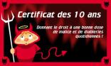 Certificat des 10 ans