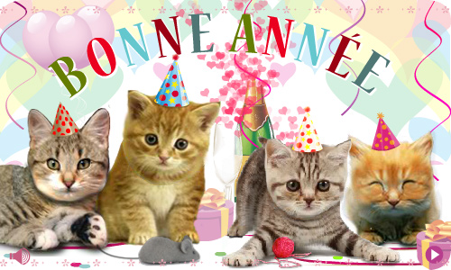 Carte Bonne Année - chats - CyberCartes.com