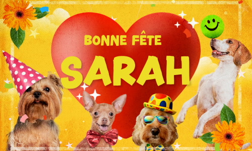 Première carte bonne fête Sarah - 9 octobre