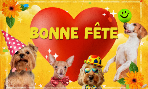 Aperçu de la carte : Des chiens tout mignons pour ta fête