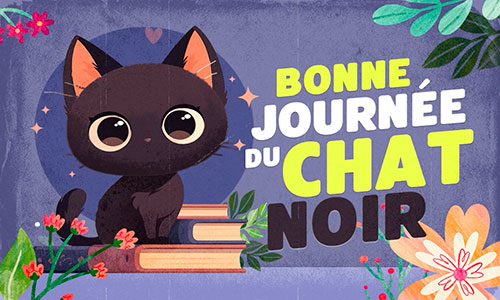 Première carte journée internationale du chat noir (17 août)